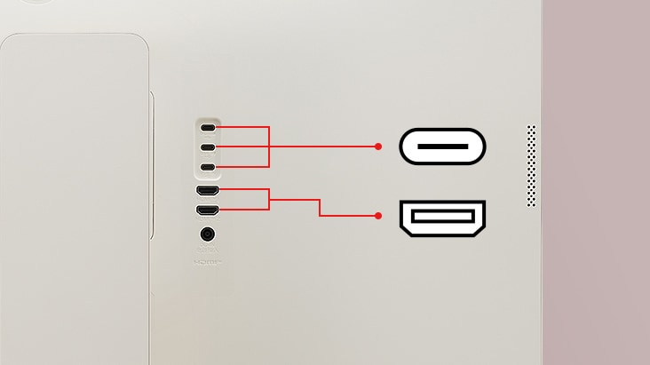 LGのSmart MonitorはUSBポートを2つ、HDMIポートを2つ備えています。
